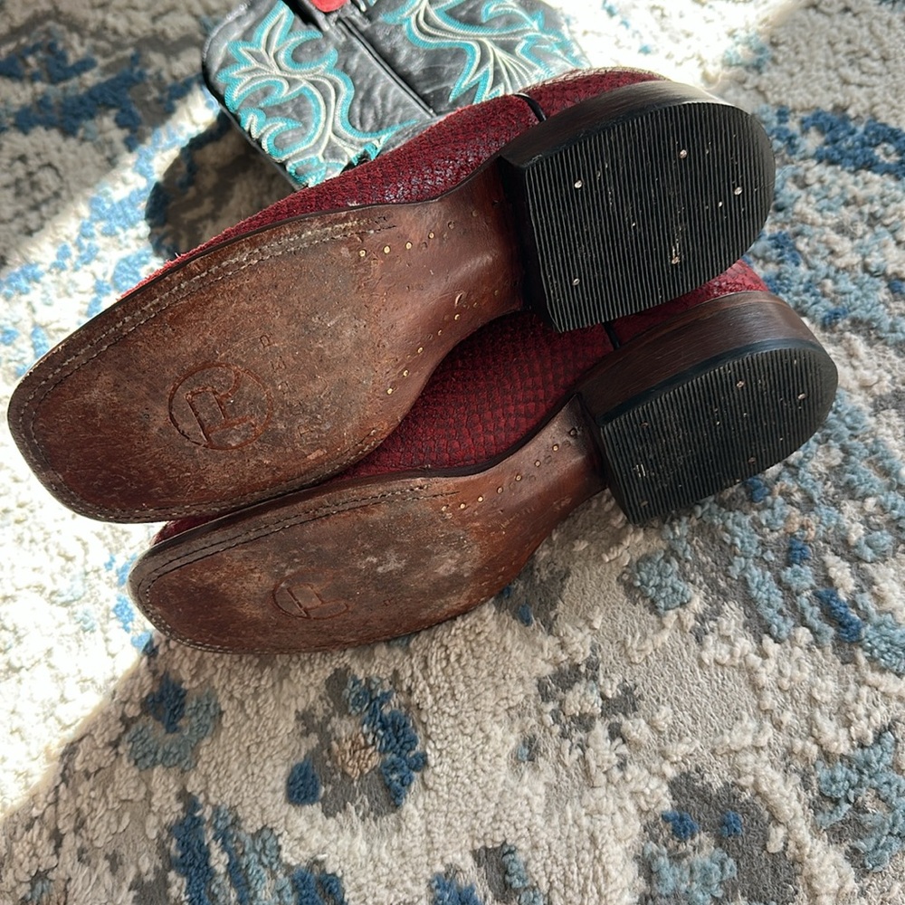 Roper Square Toe Leather Stamped Python Cowboy Bo… - image 6